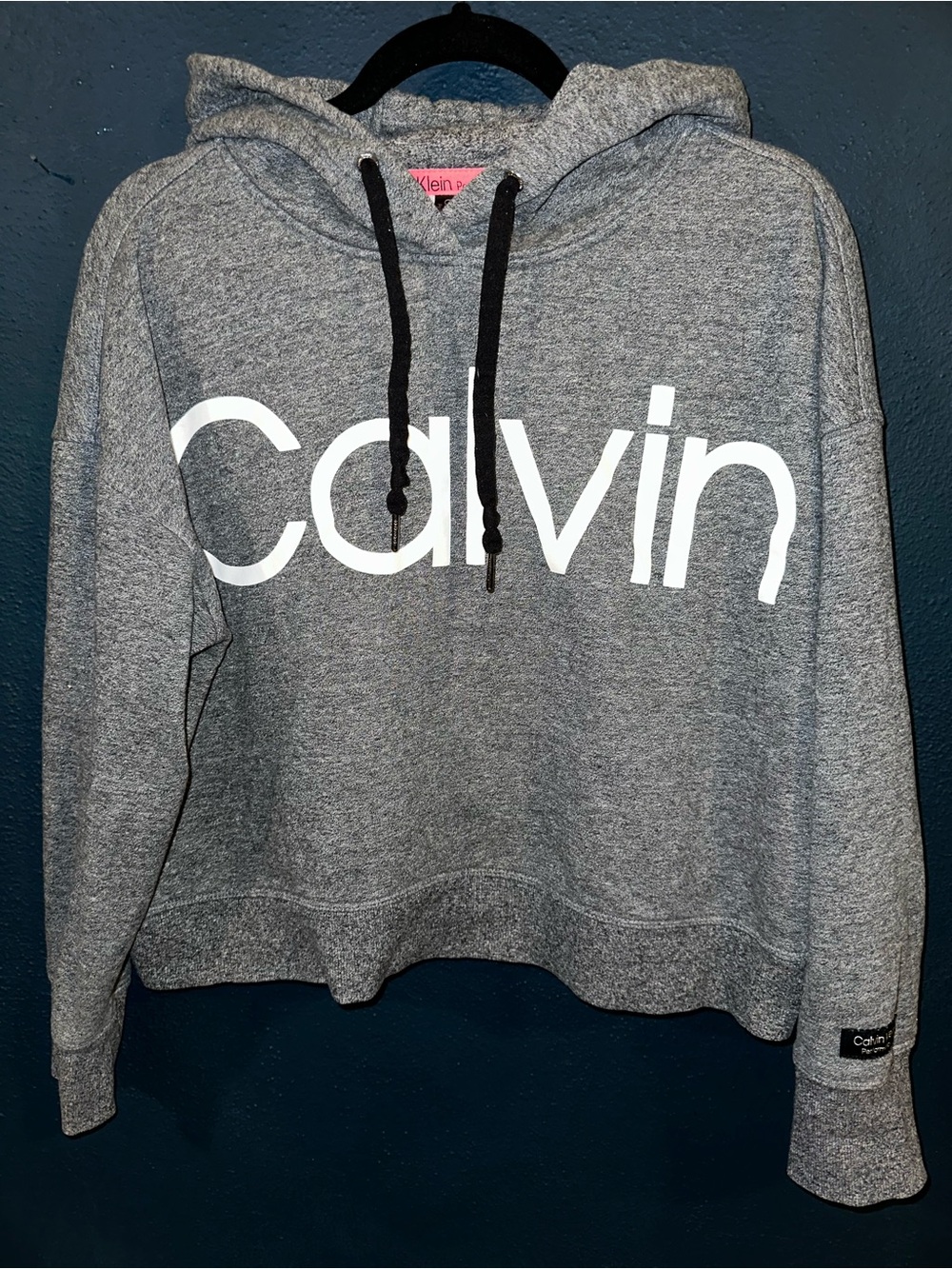 Calvin Klein Performance Women's Gray Cropped Hoodie-Size L